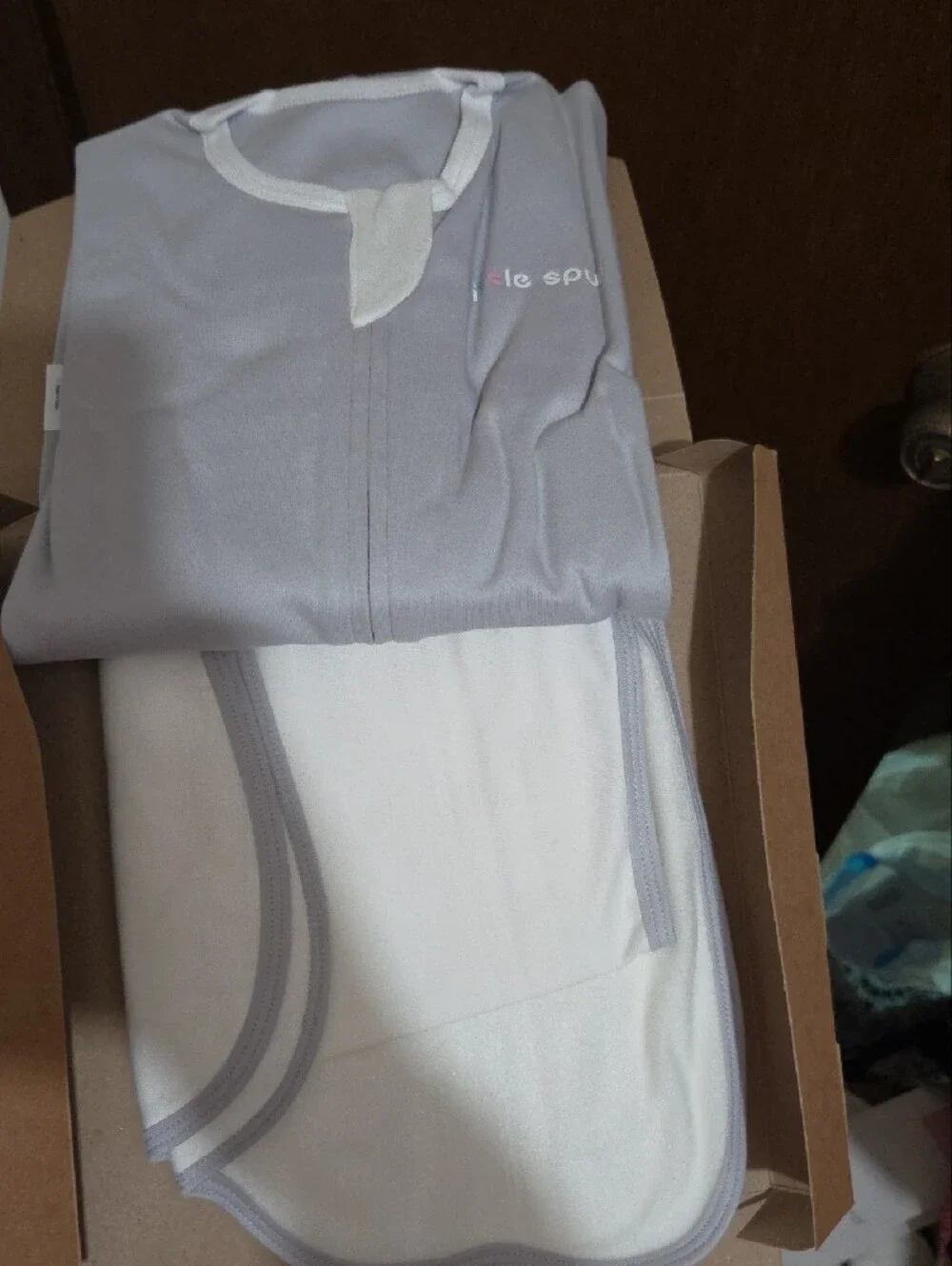 Gray And White Swaddler For Boy Or Girl